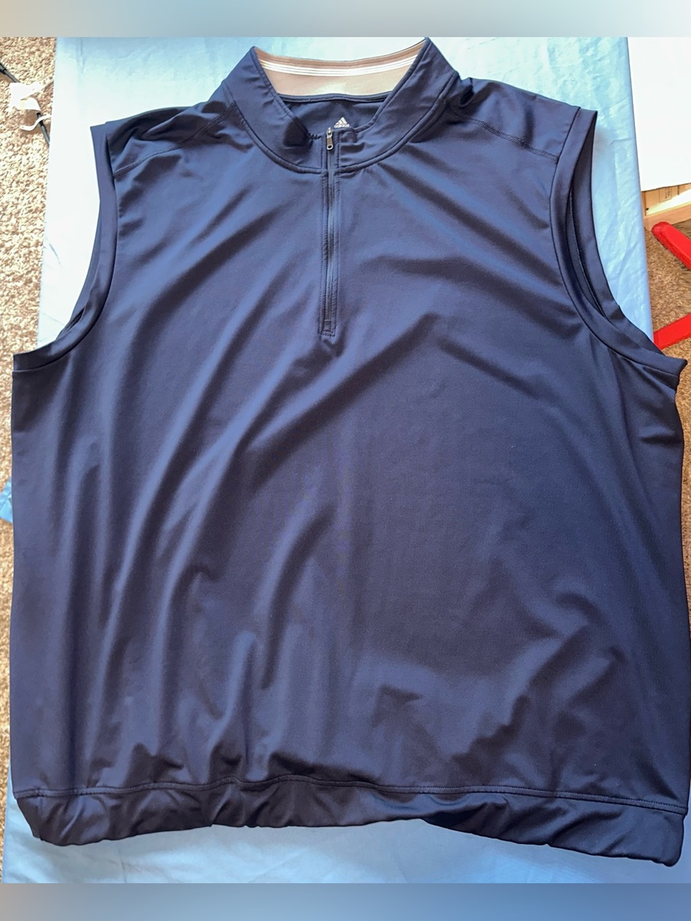 adidas Men’s Navy Sleeveless Zip-Front Sport Top Vest Mens 4XL
